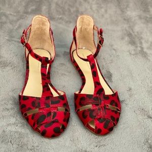 Red Animal Print Flats Size 7.5